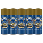 5X Hammerite Smooth Gold Spray Paint 400ml Spray Paint